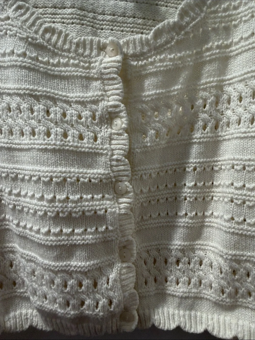 H&M Cream Cropped Button-Front Knit Cardigan